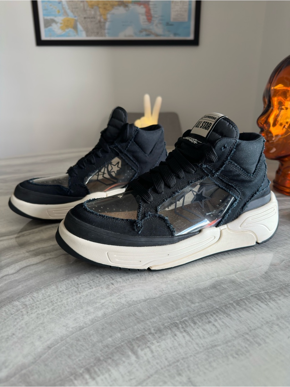 Joshua Vides x Converse Weapon CX Hi Black Clear Canvas Sneakers